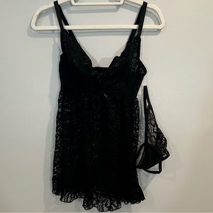 Adore Me 0X Black Lingerie Thong Set